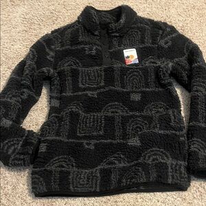 Black Textured Fleece Pullover California
